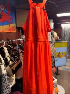 Halter Maxi Dress in Vibrant Orange by Unknown Brand